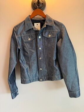Todd Oldham Jeans Womens Flash Blue Iridescent Denim Trucker Jacket 9209 Medium